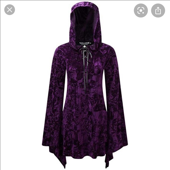 Killstar Dresses & Skirts - Killstar witch hooded purple velvet dress used